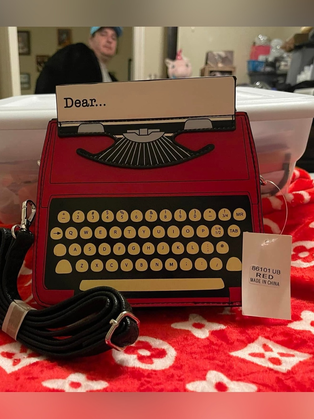 Typewriter Crossbody Bag in Red and Cream